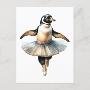 Cartão Postal De Festividades Balé de dança de bailarina de pinguim bonito