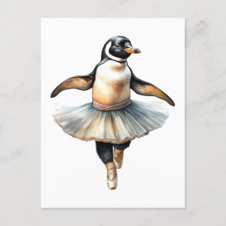Cartão Postal De Festividades Balé de dança de bailarina de pinguim bonito