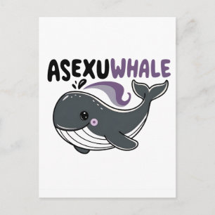 Cartão Postal De Festividades Baleia Assexuada" Baleia Divertida Mar Orgulho LGB