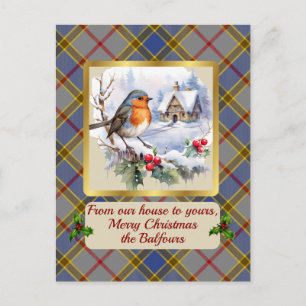 Cartão Postal De Festividades Balfour Crest & Tartan w/Robin Personalizado