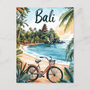 Cartão Postal De Festividades Bali Beach com Bicicleta - Viagem tropical