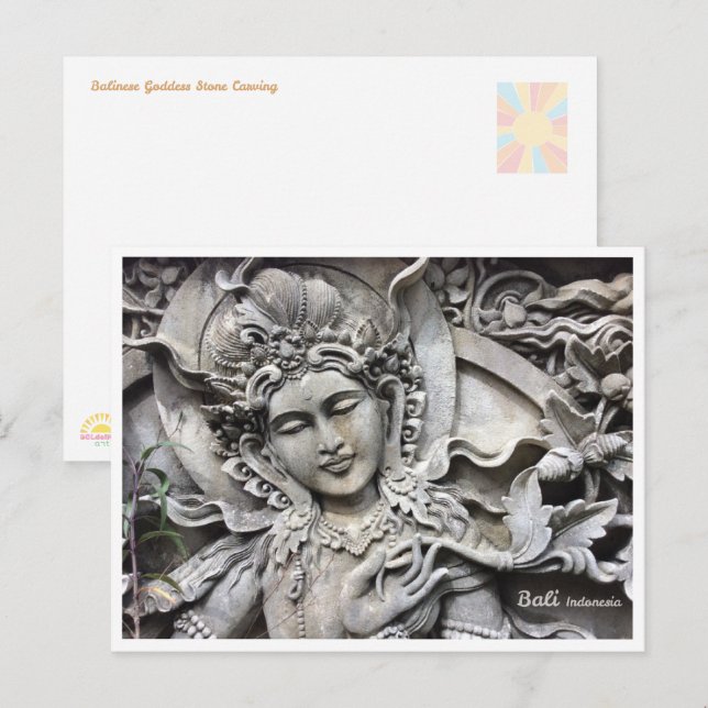 Cartão Postal De Festividades Balinese Goddess Stone Art Travel Postcard (Frente/Verso)