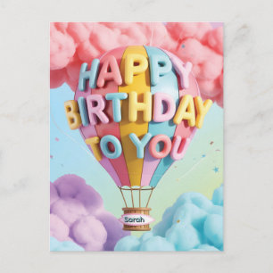 Cartão Postal De Festividades Baloão de Ar Quente "Feliz Aniversário" 3D Caprich