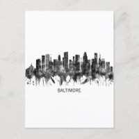 Baltimore Maryland Skyline BW