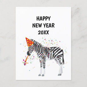 Cartão Postal De Festividades Bandas Zebra - Cartão de Anos novos de Férias Anim