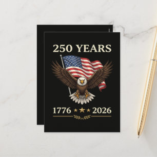 Cartão Postal De Festividades Bandeira Americana Águia 250 Anos 1776 2026