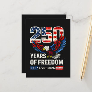 Cartão Postal De Festividades bandeira americana aniversário de 250 anos