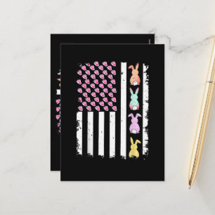 Cartão Postal De Festividades Bandeira Americana dos EUA com Coelho para o Dia d