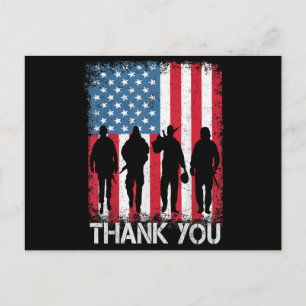 Cartão Postal De Festividades Bandeira Americana Patriótica Obrigado Por