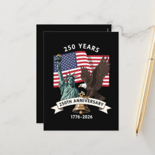 Cartão Postal De Festividades Bandeira da Águia da Estátua da Liberdade do 250º