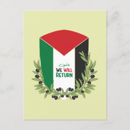 Cartão Postal De Festividades Bandeira da Palestina e Ramos Olivais