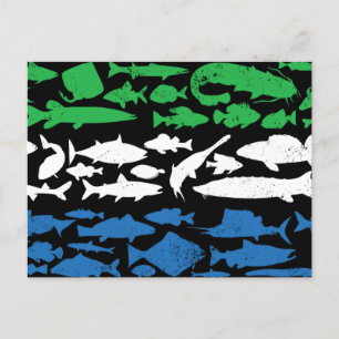 Cartão Postal De Festividades Bandeira da Serra Leoa feita de peixe - Design de