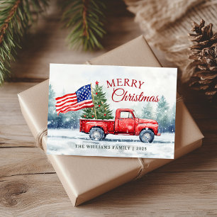Cartão Postal De Festividades Bandeira de árvore de Natal de caminhão de Natal v