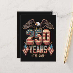 Cartão Postal De Festividades Bandeira do 250º Aniversário dos EUA 250 Anos EUA