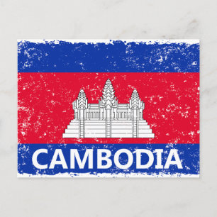Cartão Postal De Festividades Bandeira do Camboja