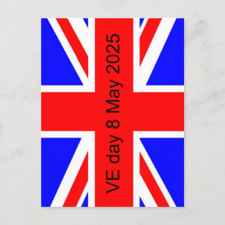 Cartão Postal De Festividades Bandeira do Reino Unido VE dia 2025