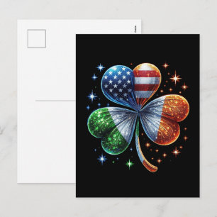 Cartão Postal De Festividades Bandeira Irlandesa Americana DIA DE SÃO PATRÍCIO