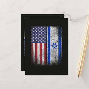 Cartão Postal De Festividades Bandeira Israelense Americana Israel EUA Raízes Am