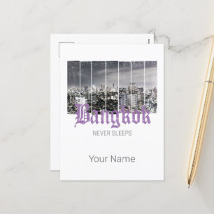 Cartão Postal De Festividades Bangkok Skyline Vintage BKK Retro Tailândia Design