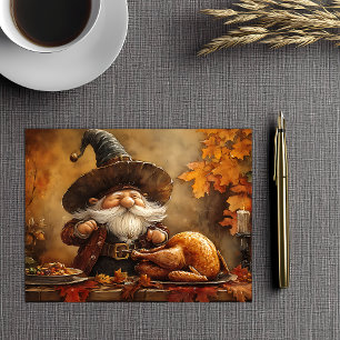 Cartão Postal De Festividades Banquete de Ação de Graças Gnome