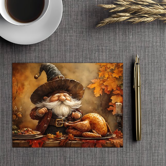 Cartão Postal De Festividades Banquete de Ação de Graças Gnome (Criador carregado)
