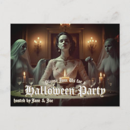 Cartão Postal De Festividades Banquete Gótico do Halloween em Candlelight