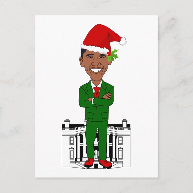 Cartão Postal De Festividades barack obama santa claus (Frente)