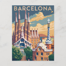 Cartão Postal De Festividades Barcelona Espanha vintage