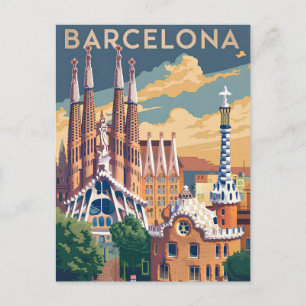 Cartão Postal De Festividades Barcelona Espanha vintage