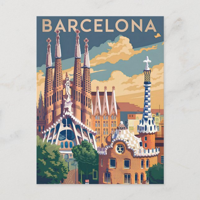 Cartão Postal De Festividades Barcelona Spain vintage (Frente)