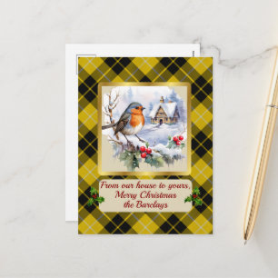Cartão Postal De Festividades Barclay Crest & Tartan w/Robin Personalizado