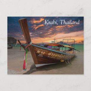 Cartão Postal De Festividades Barco de cauda longa no pôr do sol, Krabi, Tailând