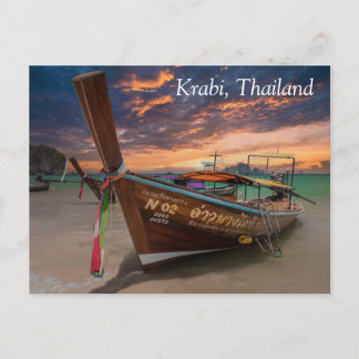 Cartão Postal De Festividades Barco de cauda longa no pôr do sol, Krabi, Tailând
