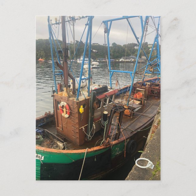Cartão Postal De Festividades Barco de Pesca, Tobermory, Ilha de Mull, Escócia (Frente)