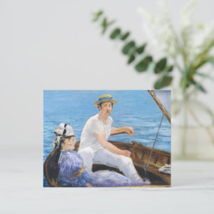 Cartão Postal De Festividades Barco, pintura familiar de verão