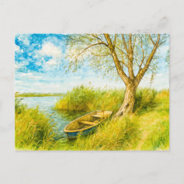 Cartão Postal De Festividades Barco sob o estilo willow aquarell havelland