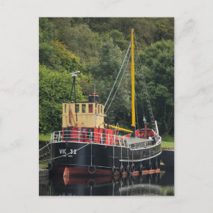 Cartão Postal De Festividades Barco Vic32 Puffer na Bacia do Canal de Crinan, Es