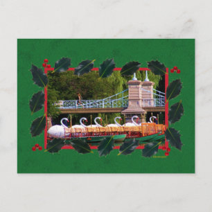 Cartão Postal De Festividades Barcos da cisne de Boston para os feriados