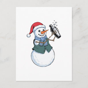 Cartão Postal De Festividades Barman Boneco de Neve Natal 2026 Coquetel de Féria