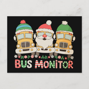 Cartão Postal De Festividades Barreira de ônibus Chapéu do Papai Noel Luzes de N