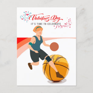 Cartão Postal De Festividades Basquetebol para o Dia dos Namorados com amor  