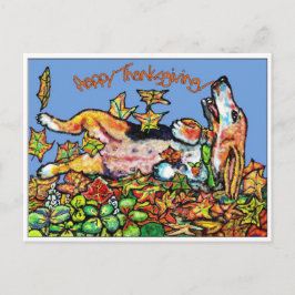 Cartão Postal De Festividades Basset feliz da acção de graças de GGBR
