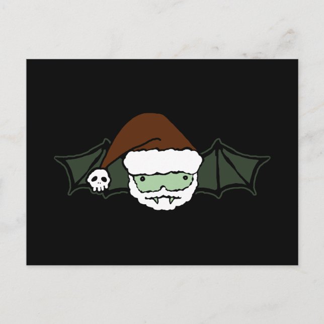 Cartão Postal De Festividades Bat de Papais noeis Vampiros (Frente)