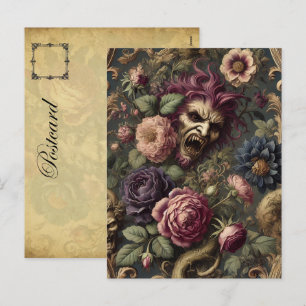 Cartão Postal De Festividades Batalhas e Blooms Barrocos - Design flórica gótica