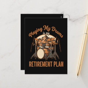 Cartão Postal De Festividades Bater é Meu Plano de Aposentadoria Baterista Músic
