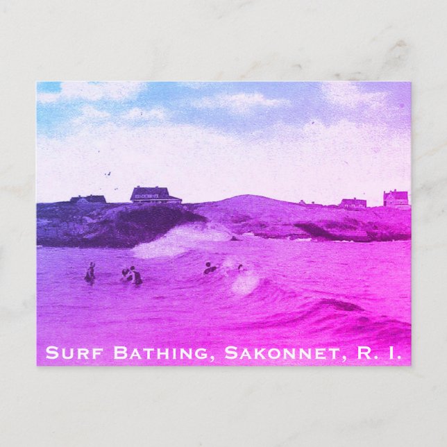 Cartão Postal De Festividades Bathing surf, Sakonnet - Pequeno Compton, RI (Frente)
