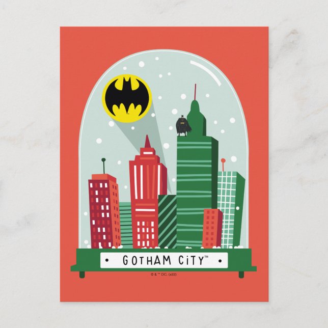 Cartão Postal De Festividades Batman Gotham City™ Snow Globe Graphic (Frente)