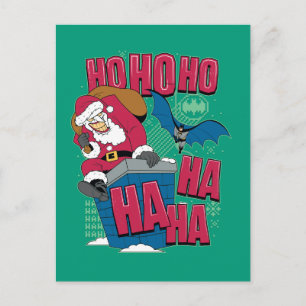 Cartão Postal De Festividades Batman   Joker Santa Claus Climbing Out Chimney