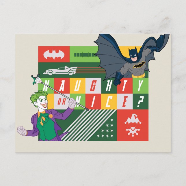 Cartão Postal De Festividades Batman vs Joker "Naughty ou Nice" (Frente)
