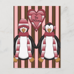 Cartão Postal De Festividades Be Mine Penguins - Customized